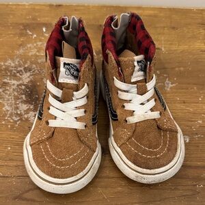 Vans Kids High-Top Sneakers - Brown and Red Plaid